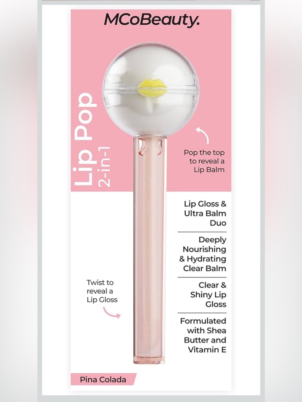 MCoBeauty Lip Pop 2-in-1 Lip Gloss & Balm - Pina Colada